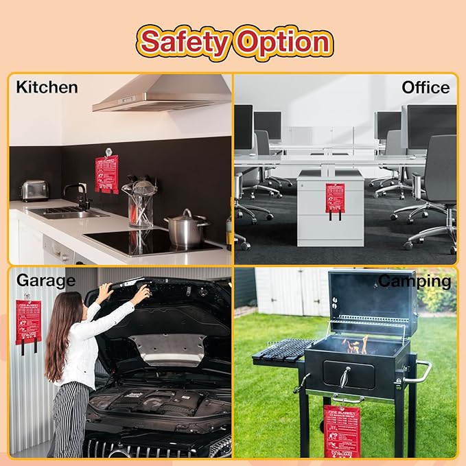 10 Pack Fire Blanket Emergency for Home Kitchen, 39 x 39 Large Emergency Fire Suppression Blankets Fiberglass Flame Retardant Protection for Home Kitchen Car Office Warehouse Camping Safety
