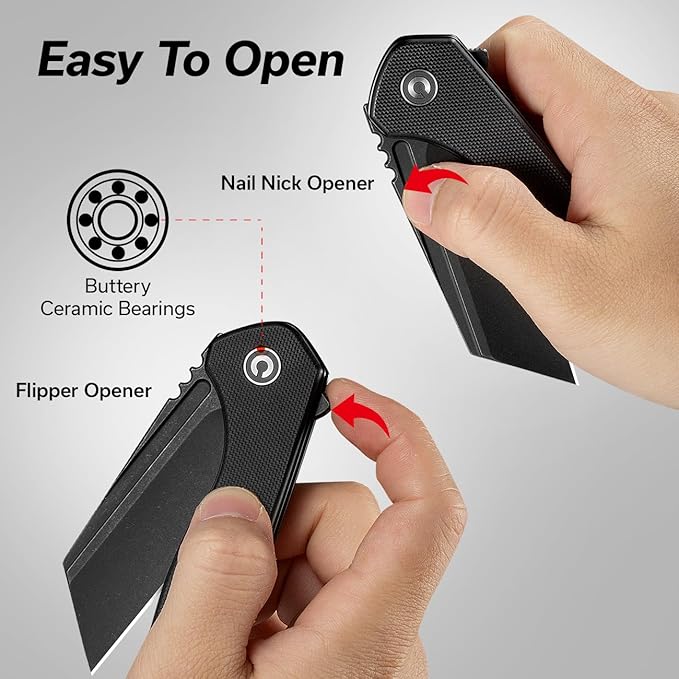 CIVIVI Pocket Knife for Men, ExOne Folding Knife with Flipper, 2.94" Nitro-V Reverse Tanto Blade G10 Handle for Perfect EDC Gift C23036-1