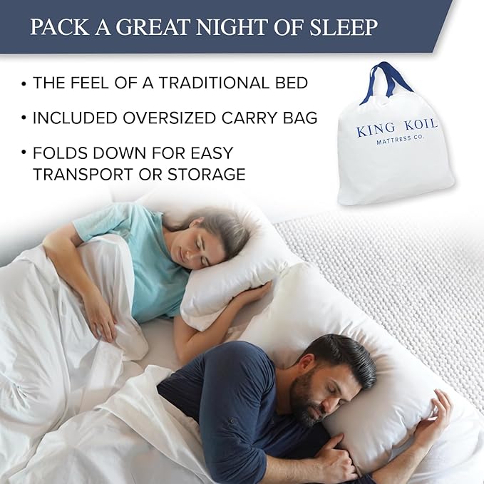 King Koil Luxury Queen Air Mattress with Built-in Pillow & Ultra-Fast Built-in High-Speed Pump, 20??Inflatable Premium Airbed, Waterproof, Adjustable Firmness, 1-Year Manufacturer Warranty