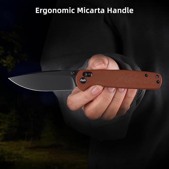 Folding Pocket Knife, 3.23" 14C28N Blade EDC Knife with Clip and Crossbar Lock, Small Pocket Knife for Men, Sharp Camping Hiking Hunting Survival Knives