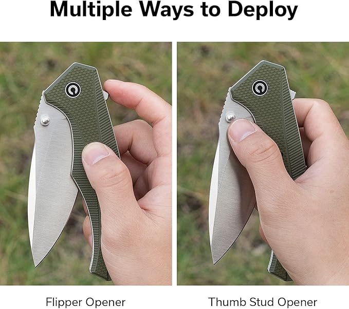 CIVIVI Photonix EDC Pocket Knife, Folding Knife with 3.7" 14C28N Blade G10 Handle with Pocket Clip for Men Women, Camping Hiking Fishing Knife C23081B-2, Green