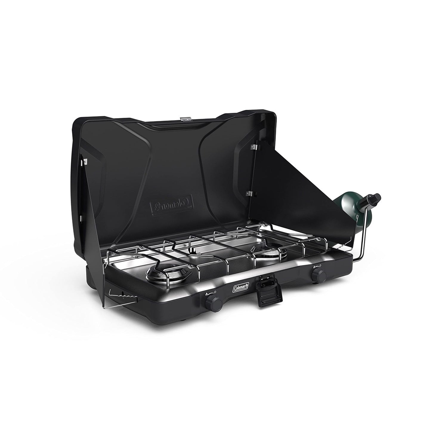 Coleman Triton 2-Burner Propane Stove, Portable Camping Cooktop with 2 Adjustable Burners & Wind