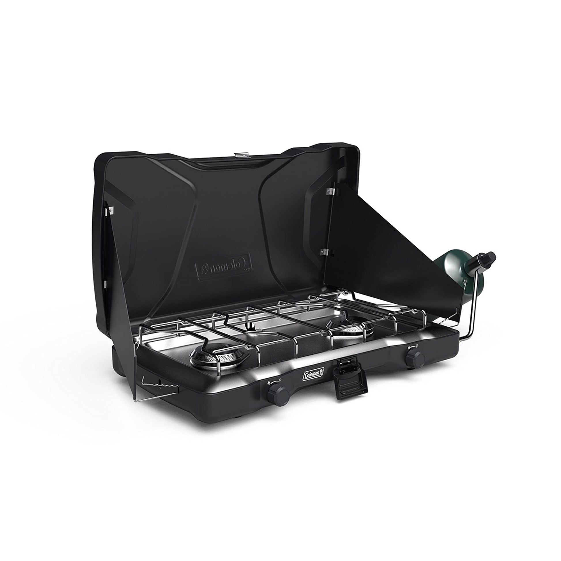 Coleman Triton 2-Burner Propane Stove, Portable Camping Cooktop with 2 Adjustable Burners & Wind