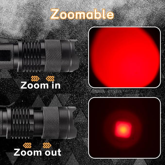 4 Pack Red LED Flashlight Single Mode Red Light Flashlight One Mode Zoomable Night Light Torch for Astronomy Aviation and Night Observation