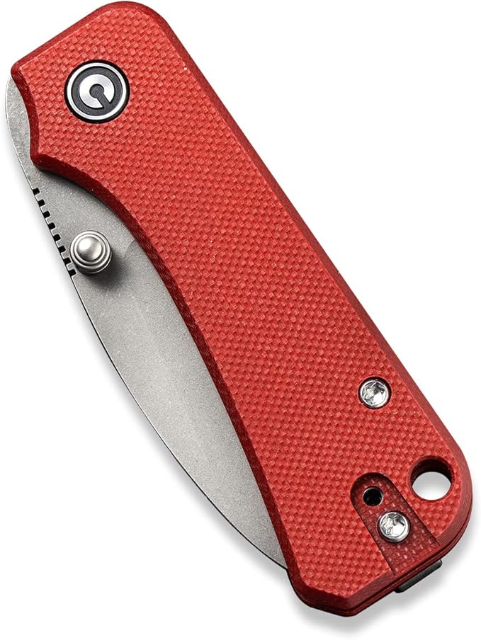 CIVIVI Baby Banter Pocket Folding Knife for EDC, 2.34" Blade Small Knife with Titanium Thumb Stud Opener C19068S-6 (Burgundy)
