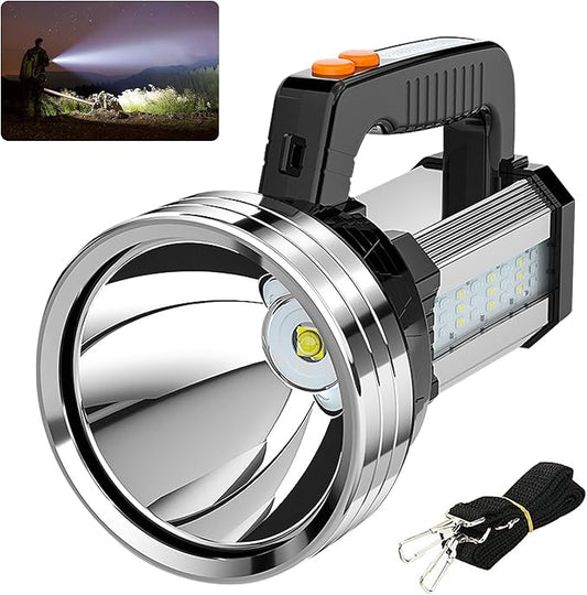 Masmejor 2000LM Rechargeable LED Flashlight - 10000mAh, IPX4 Waterproof, 6 Modes, Portable Emergency Light for Power Outages, Hiking, Camping & Outdoor Activities