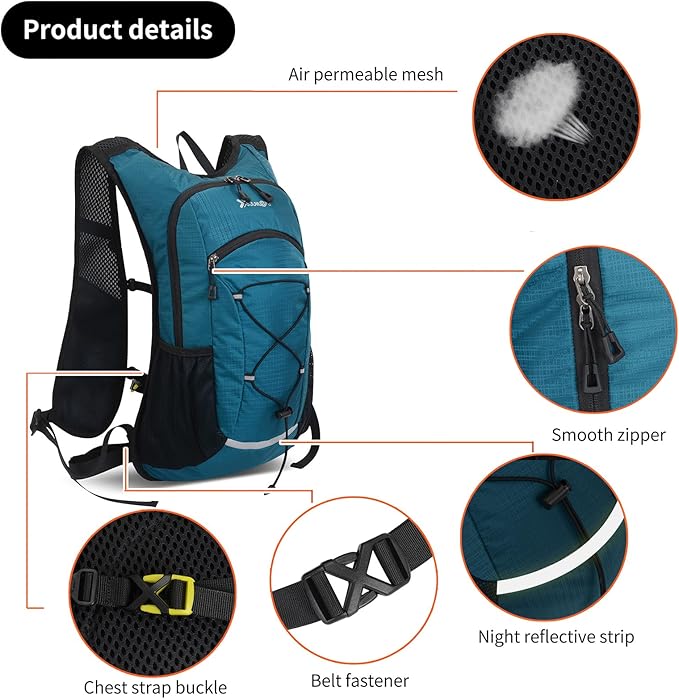 15L Small Hiking Backpack Lightweight Hydration Backpack for Men Women, Warterproof Hiking Daypack for Travel Cycling