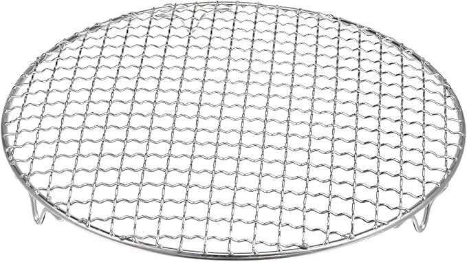 HARFINGTON Round Cooking Rack 10.4-inch 201 Stainless Steel Cross Wire Barbecue Grill Net with 20mm Legs for Cooking Baking Steaming BBQ