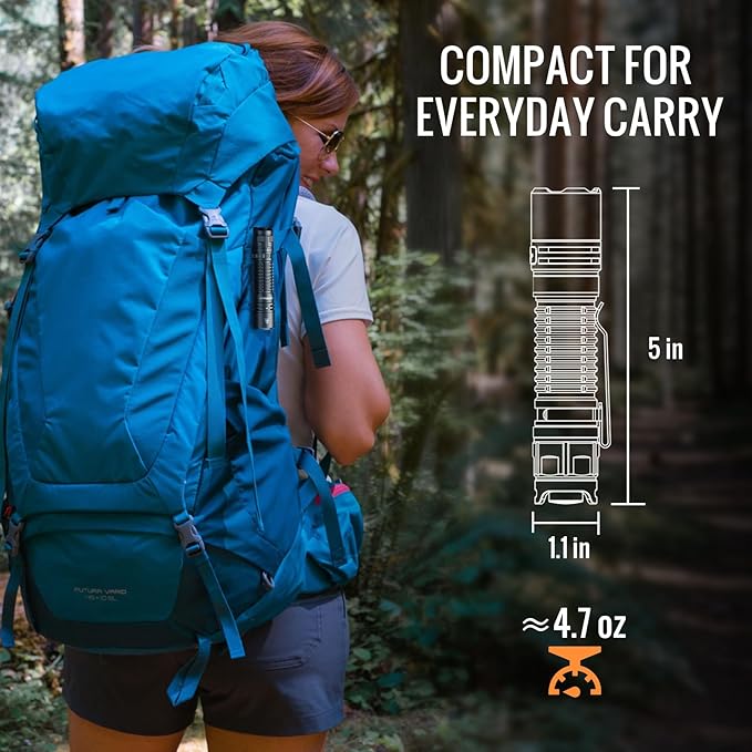 Sofirn SC28 Pocket Flashlight 2800 High Lumens, Rechargeable Tactical Falshlight Waterproof with Tail Switch & Two User Interfaces, Powerful LED Flash Light for EDC, Emergency, Camping, Outdoors