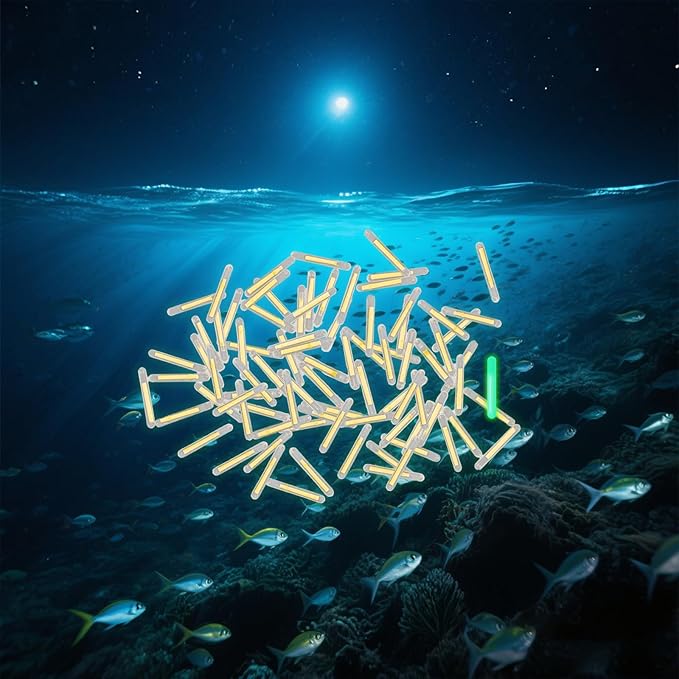 50PCS Small Fishing Float Light Sticks, Fluorescent Dark Glow Stick for Night Fishing, Yellow Fishing Float Light Stick for Bobbers Fish Glow, Fishing Glow Sticks Bulk for Party, Concert