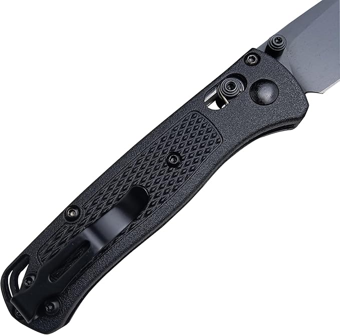 HUAAO Mini Folding Pocket Knife, Plain Edge, Thumb Stud Manual Open, Glass Reinforced Nylon Grivory Handle with Belt Clip for EDC Camping (black blade)
