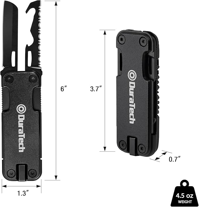 DuraTech 16-in-1 Multitool Knife, Compact EDC Pocket Tool with Locking Blade, Magnetic Bit Holder, 6 S2 Screwdriver Bits, Bottle Opener & Rope Cutter ??Ideal for Camping, Hiking, Survival