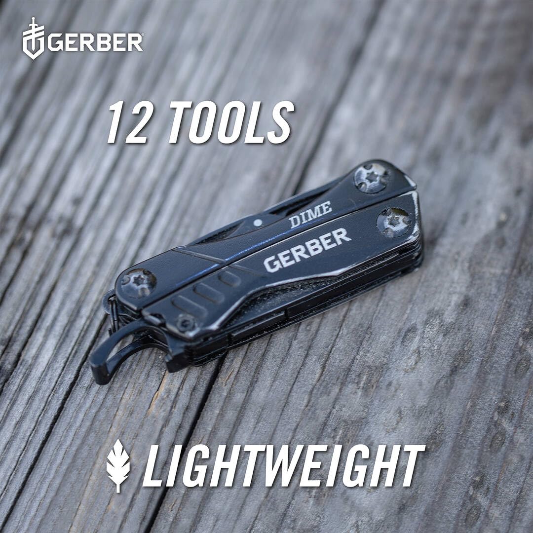 Gerber Dime 12-in-1 Mini Multitool Pliers, Pocket Knife,Bottle Opener,Black