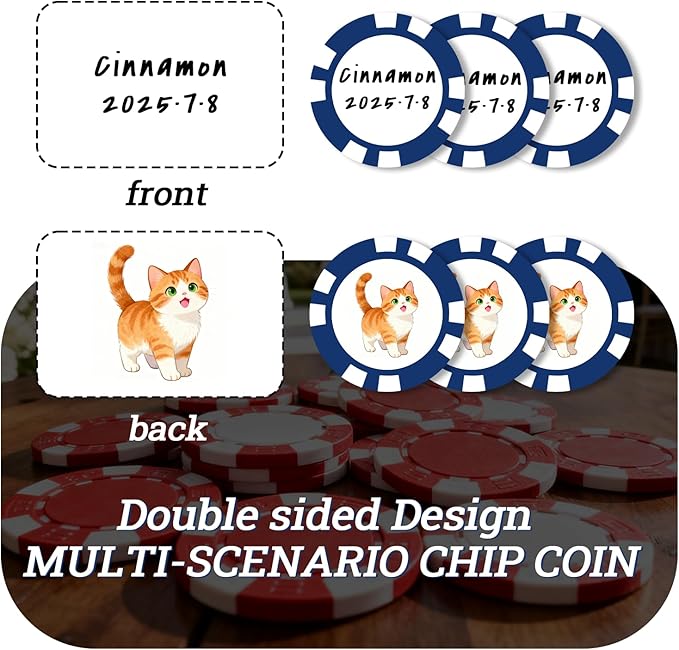 12 Grams Perfessional Customized Clay Poker Chips 30-500 PCS Personalized Casino Chips with Logo & Design 40MM Custom Casino Chips Custom Golf Ball Makers Chips(D)