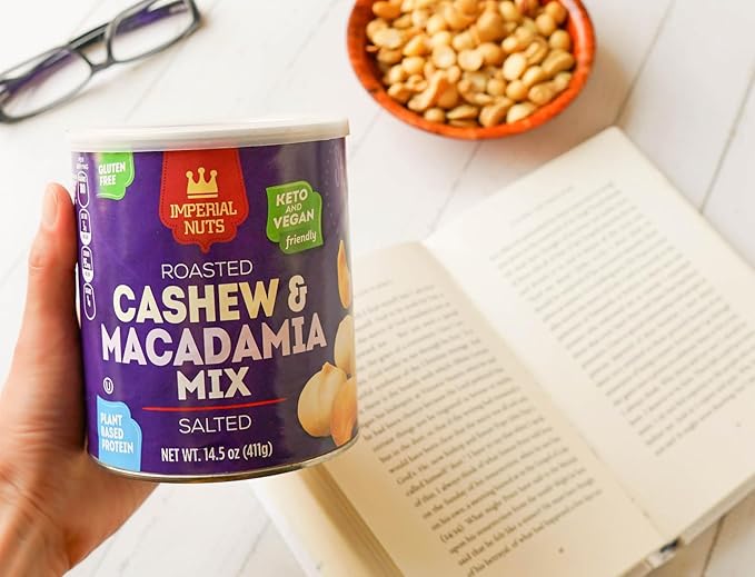Imperial Nuts - Macadamia Nuts Oil Roasted Roasted | Gluten Free, Vegan and Keto Friendly Food | Plant Based Protein, Delicious Buttery Taste | Kosher (Cashew Macadamia Roasted Salted Mix)