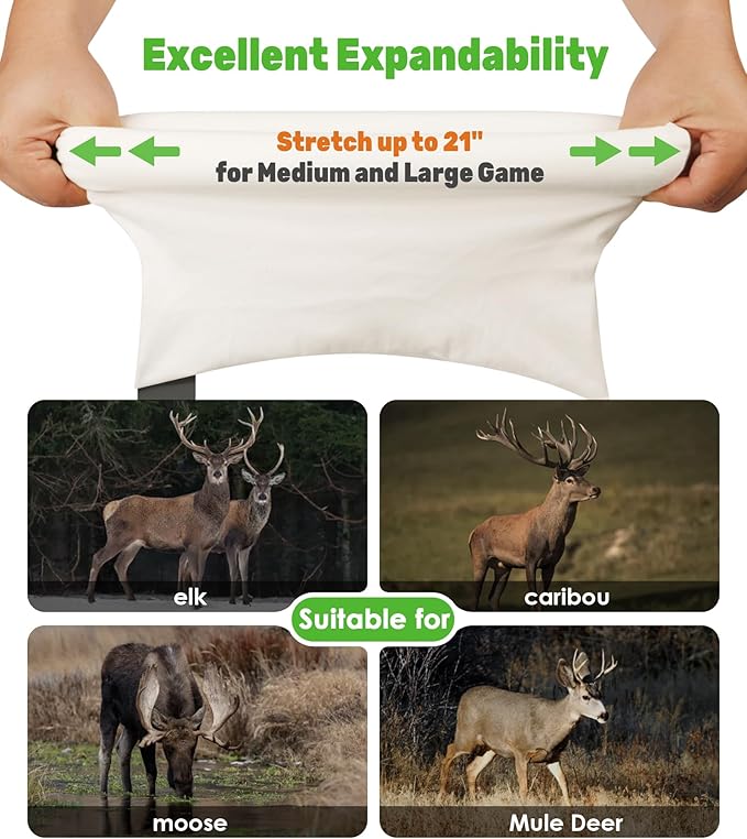 Elk Game Bags 5 Pack, Essential Hunting Gear & Accessories, Field Dressing Quarter Meat Bag, Medium to Large Wild Hunting Gear Bag for Elk, Deer, Caribou,and Moose