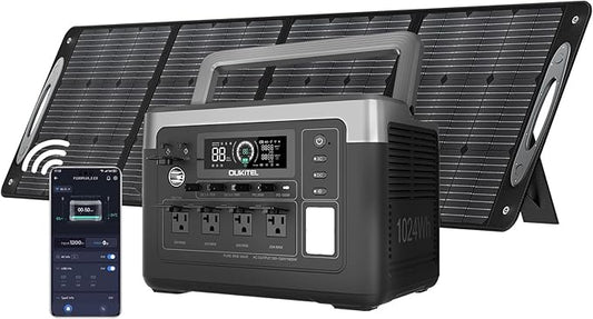 OUKITEL P1000 PLUS 1800W Power Station with 200W Solar Panel, 1024Wh Solar Generator 1200W Fast Charging APP Control Emergency LiFePO4 Battery for Home Backup Camping RVs