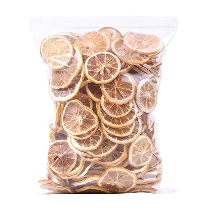 Mkostlich Dried Lemon Slices Bulk, Sour Sweet and Refreshing Citrus Fruit Tea, Natural Dehydrated Lemon Slices for Cocktails Garnish/Tea/Baking, No Sugar Added(250g/8.81oz)