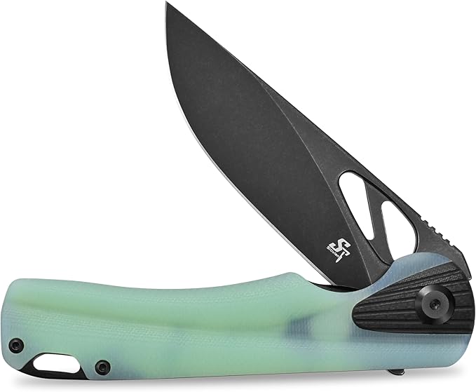 Sitivien ST165 Folding Knife,K110 Steel Blade with G10 Handle EDC Tool Knife Pocket Knife for Outdoor Camping,Hiking,Fishing(Jade)