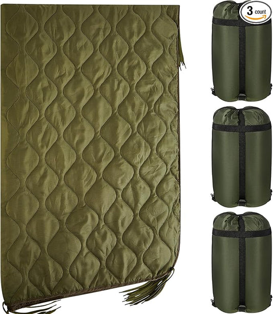 Barydat 80 x 60 Inch Woobie Military Poncho Liner Woobie Blanket Waterproof Thermal Poncho Liner with Bag Camo for Outdoor Camping Hunting Hiking