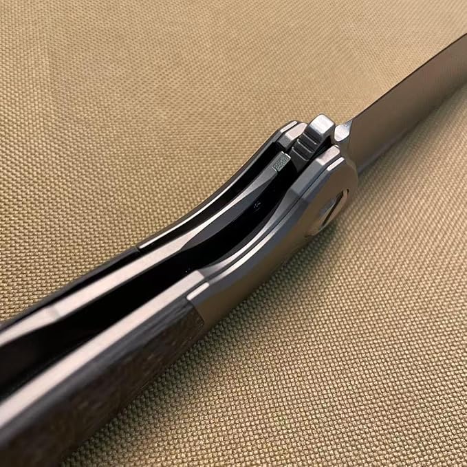 3.75" Customized Pocket knife Frame lock Folding knives Stonewash M390 Blade with Titanium+Carbon Fiber Handle Gift for Husband Son