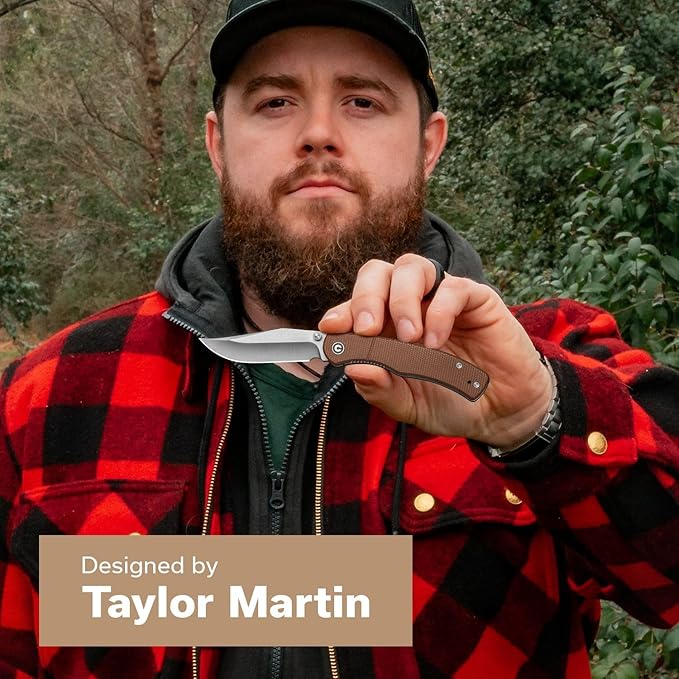 CIVIVI Clingman EDC Pocket Folding Knife with Titanium Reversible Clip, 2.99" Nitro-V Blade Micarta Handle Liner Lock Knife, Gift for Men Women C23065-3 (Brown)