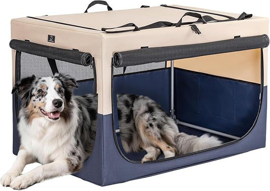 A4Pet Collapsible Dog Kennel - 36 Inch Adjustable Stainless Steel Frame, Lightweight, Durable and Portable Dog Crate with 3-Door