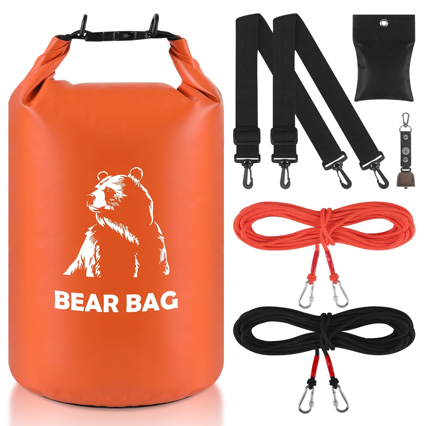 15L Bear Bags for Food Backpacking, Waterproof Bear Bag Hanging Kit, Orange
