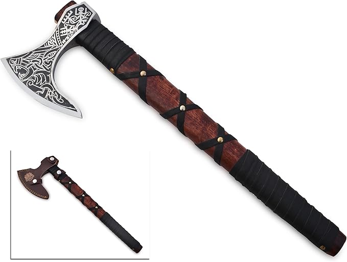 | Exquisite Handmade Viking Axe - Ideal for Collectors & Enthusiasts | Authentic, Artisan-Crafted | Medieval Styled Axe with Durable and Robust High Carbon Steel (GC-AX06)