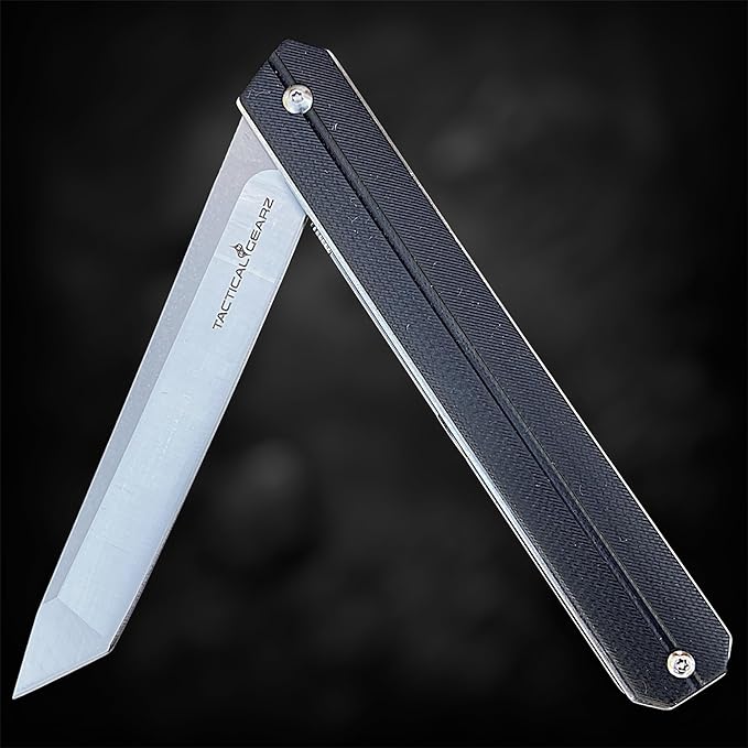 TACTICAL GEARZ Pocket Knife for EDC, G10 Handle, D2 Steel Tanto Blade, Includes Sheath (Oris)