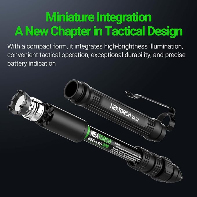 NEXTORCH TA22 Tactical EDC Flashlight Penlight Rechargeable Pen Flashlight, 850 Lumens, Waterproof & Impact-Resistant with Multi-Mode Options, Perfect for Law Enforcement & Tactical Applications