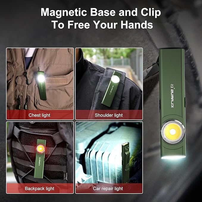 klarus E5 Pocket Flashlight, Rechargeable EDC Flashlight, Super Slim 4.2x1x0.3inch, 600 Lumens, USB-C Port, IPX4, Dual Light Source with Magnetic Base, Hat & Clothes Clip