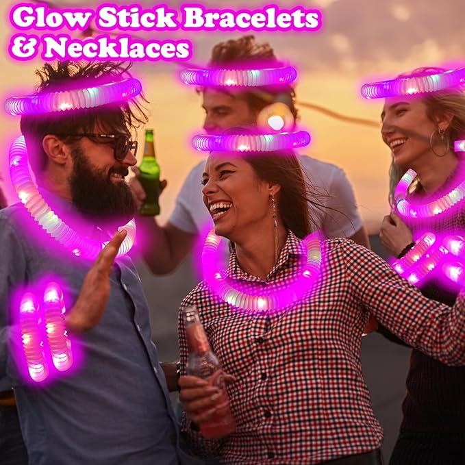 24 PCS Pink Glow Sticks Party Favors for Kids, Light Up Necklaces Bracelets Accessories for Toddlers,Halloween Birthday Party Basket Goodie Bag Stuffers Fillers,Treats Prizes Toys Gifts for Boys Girls