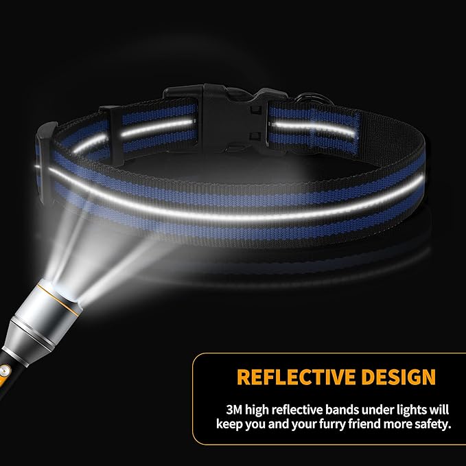 Mile High Life Reflective Dog Collar | Nylon Pet Collars wiith Buckle | Light Weight Puppy Collars | Blue Dog Collars for Large Dogs (Blue, L)