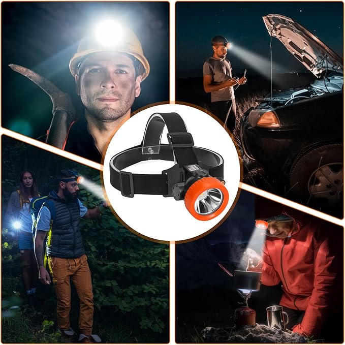 Rechargeable Mining Headlamp with 7 LEDs, Explosion-Proof Cap Light for Coon Hunting, Hard Hat Helmet Flashlight for Mining, Fishing, Hiking, Outdoor Night Work, Waterproof Headlight