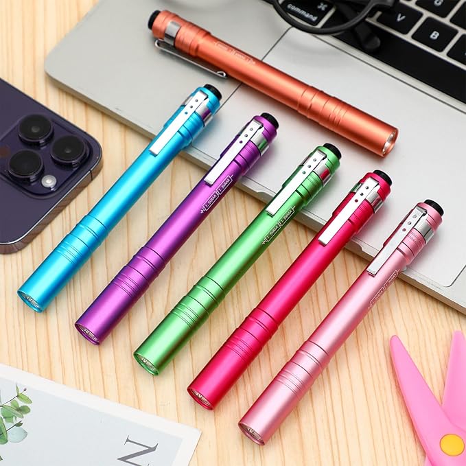30 Pack Mini Pen Flashlights Bulk LED Pen Lights Aluminum Pocket Flashlights with Clips Small Handheld Torches Gifts for Camping Hiking Emergency Outdoor (Multicolor)