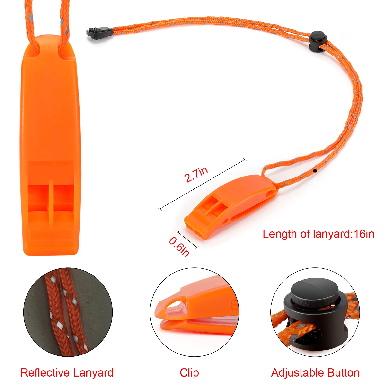 Hipat Emergency Whistle, Super Loud Floating Whistle with Lanyard, Ideal for Boating, Swimming