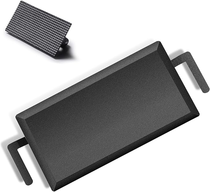 Universal Large Carbon Steel Griddle for Outdoor Gas Grill, Induction, Gas/Electric Stove, and Oven, Double Burner Griddle Comes with Grill Press, Pre-seasoned Nitride Coating Process