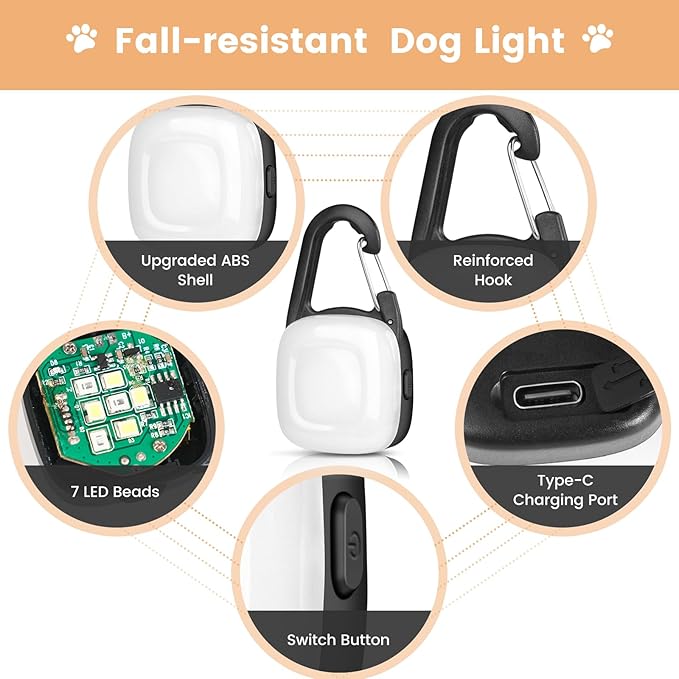 Rechargeable Led Dog Collar Light with 4 Modes - Ip68 Waterproof Camping Light Up Dog Collar for Night Walking, Running, Cycling (Black)