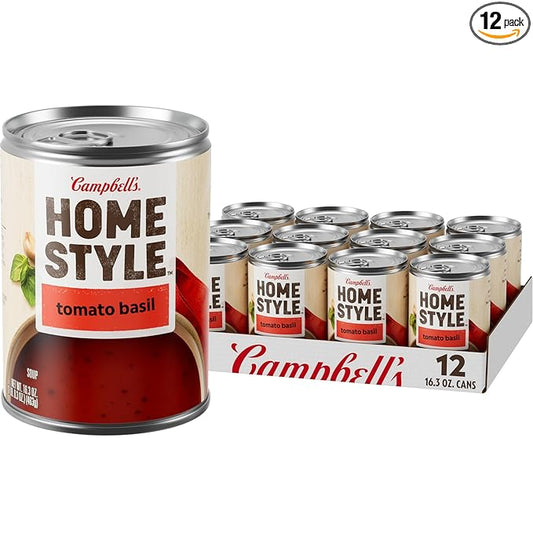 Campbell’s Homestyle Tomato Basil Soup, 16.3 oz Can (Pack of 12)