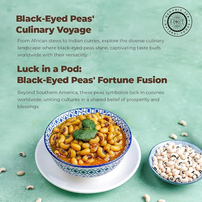Pride Of India - Indian Whole Black Eyed Peas - Protein & Fiber Rich Lobiya, 1.5 Pound Jar