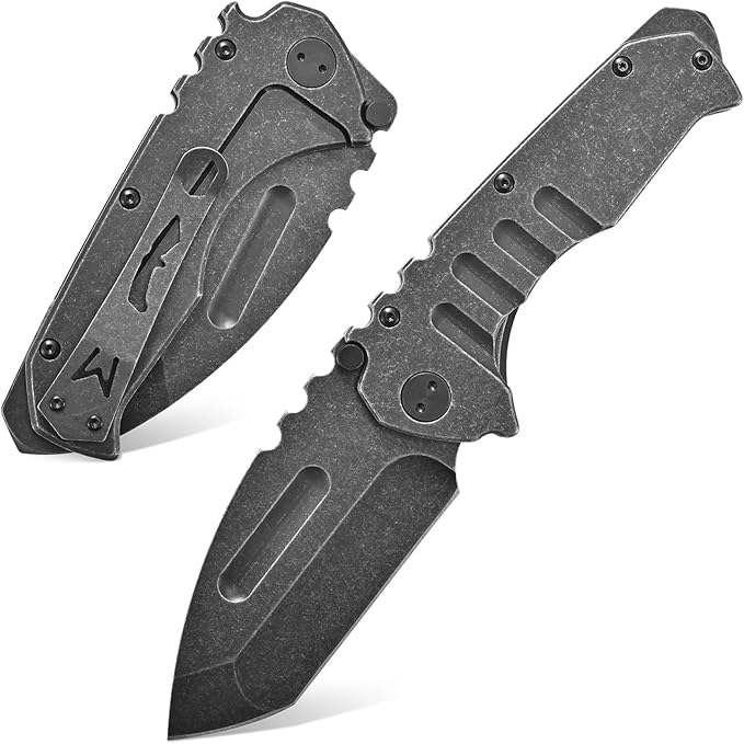 Gtk137 Folding Knife D2 Steel Blade G10 &Steel Handle EDC Tool Knife for Outdoor Camping(Steel)