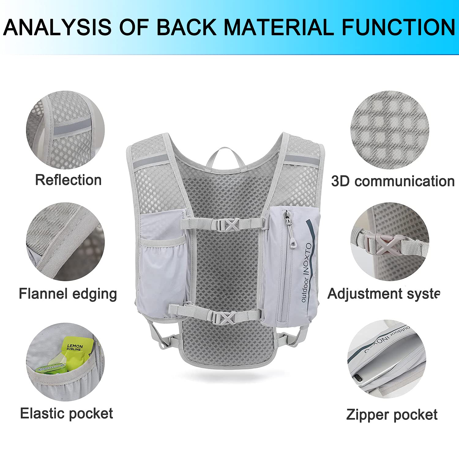 INOXTO Running Hydration Vest Backpack,Lightweight Insulated Pack with 1.5L Water Bladder Bag