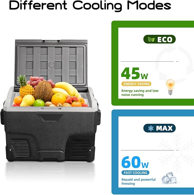 Alpicool IR42 Portable Fridge 12 Volt Car Refrigerator 42 Quart Fast Cooling Freezer for Fishing, Camping, RV, Truck, Boat-12/24V DC(Black &Grey)