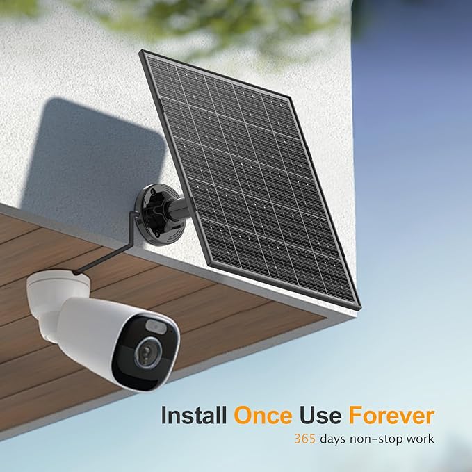 Solar Panel for Security Camera, 8W High Conversion Rate Solar Panels for Cameras Compatible with Rechargeable Battery Security Camera, 9.8FT Cable, IP65 Waterproof, 360° Adjustable Wall Mount
