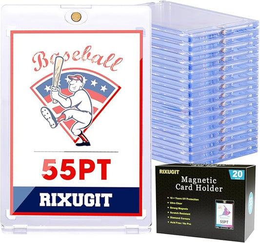 20-Pack Magnetic Card Holders for Trading-Cards - 55PT One Touch Magnetic Card Holder, Magnetic Card Case for Sports Game Baseball Cards, Collectible Trading Card Sleeves Business Card Holders