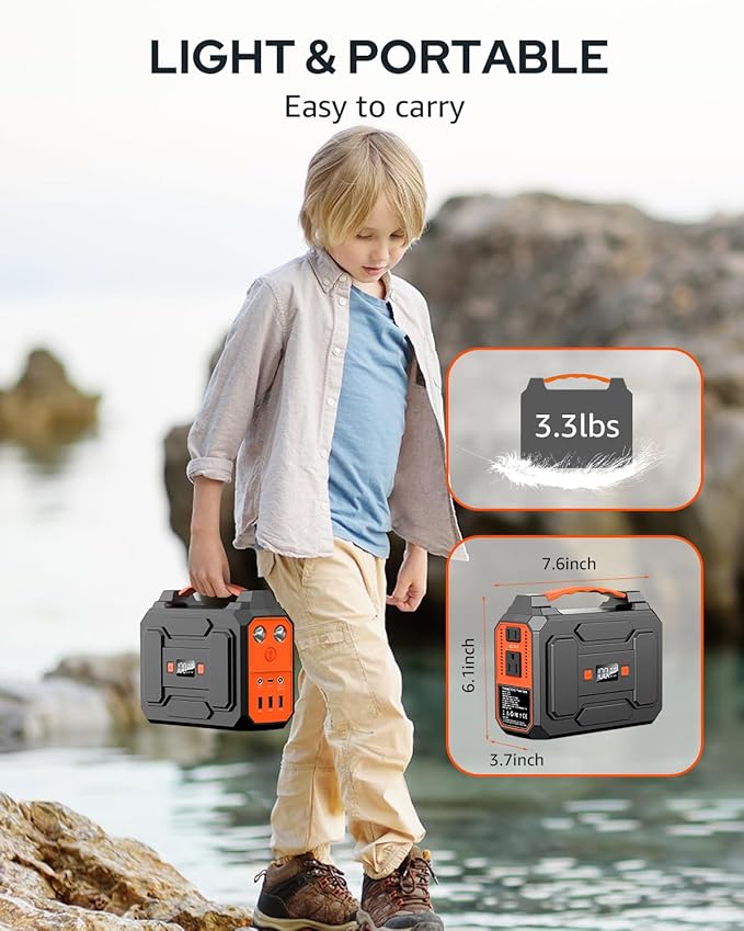 Portable Power Station Bank 146Wh 200W Peak(100W Rated), Solar Powered Power Bank with AC Outlet 110V for Camping, Solar Charger Power Bank Battery Pack 39600mAh for Home Outdoor Emergency