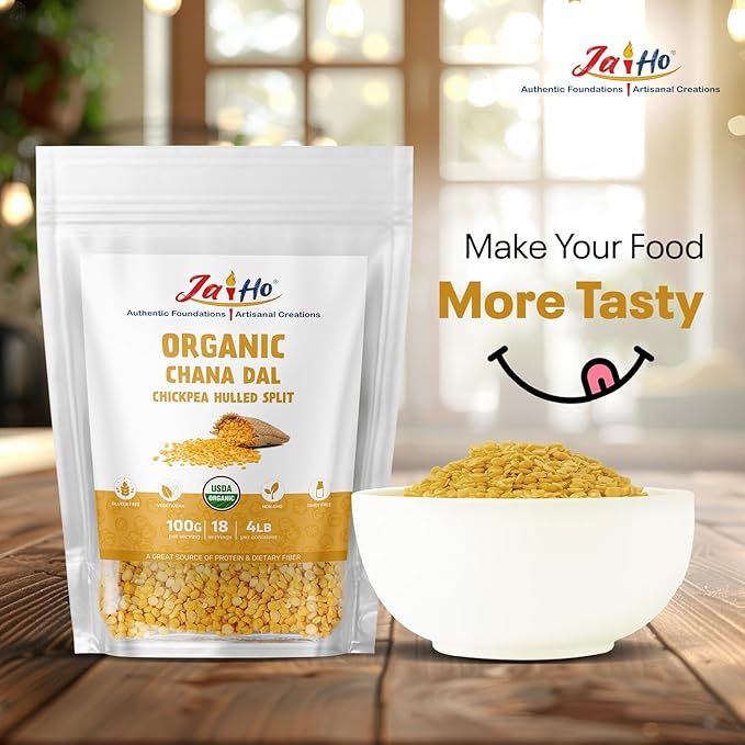 Jai Ho Certified Organic Kabuli Chana Garbanzo Beans 4 lb | Chickpeas Lentils | Indian Kabuli Chole Chana | USDA Organic | Non-GMO | Chemical-Free | Premium Quality Kosher (4 Pound, Chana Dal)
