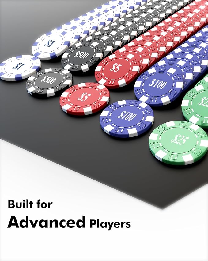 Poker Chips with Denominations, 600-pcs 11.5g Weighted Numbered Casino Chips Set, 2 Decks with Compact Aluminum Case for Texas Hold'em, Blackjack