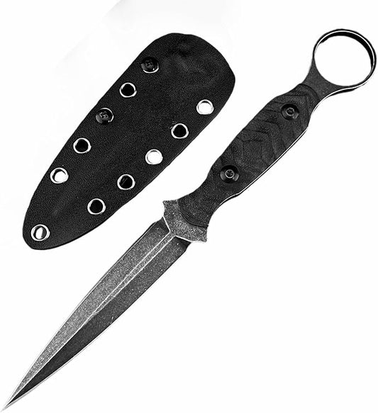 HUAAO Fixed Blade Knife with Kydex Sheath,Razor-Sharp D2 Steel Blade & G10 Handle,Full Tang EDC for Outdoor, Camping, Hiking,Fishing,Gifts for Men